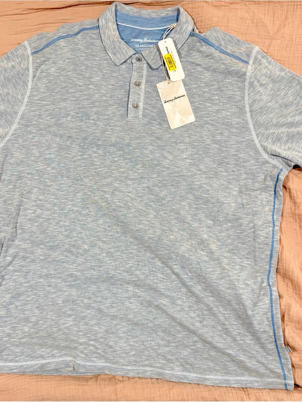 Tommy Bahama Heathered Sky Blue Short-Sleeve Polo